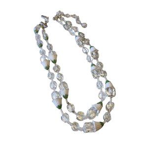 Vintage Double Strand Glass & Crystal Necklace Japan (A2228)